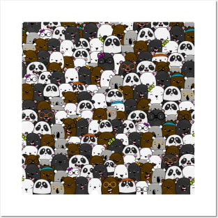 Cute Kawaii Bears - Polar, Black, Brown, Panda & Koala Posters and Art